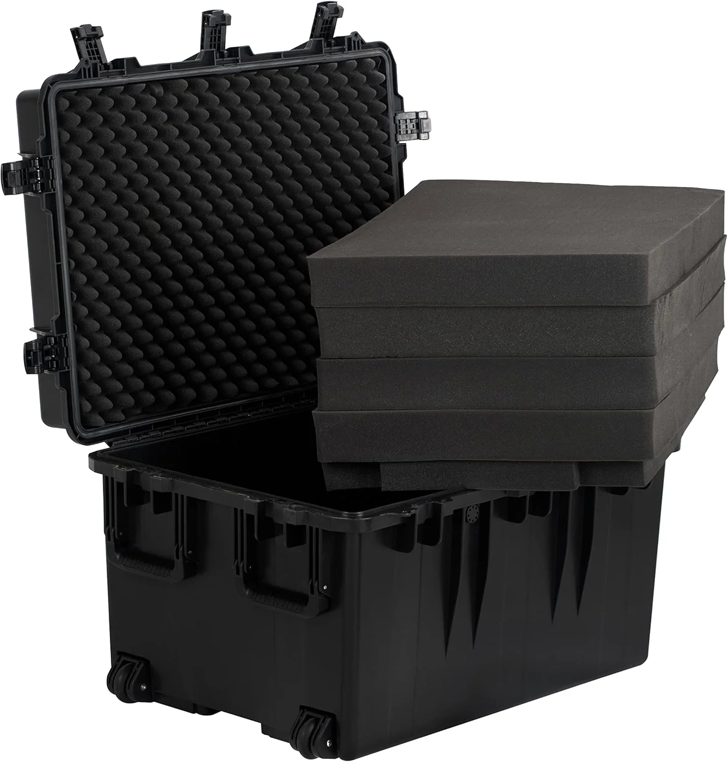MEIJIA Portable All Weather Waterproof Camera Case,Customizable Fit Foam with Rolling Wheels and Retractable Pull Handle,33.25"X24.4"X19.3" - Image 2