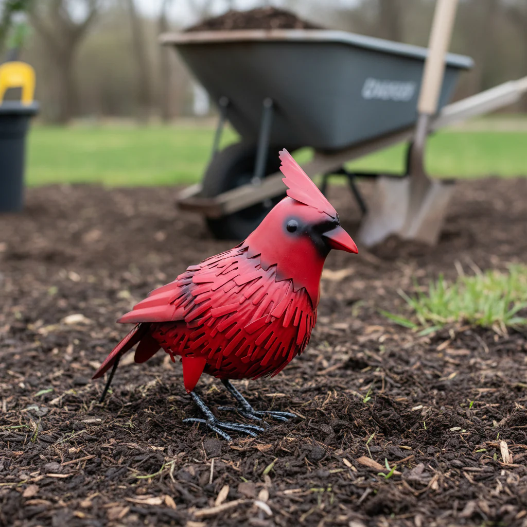 Metal Bird Garden Statues – Red Cardinal & Blue Jay Outdoor Yard Art Decor Figurines