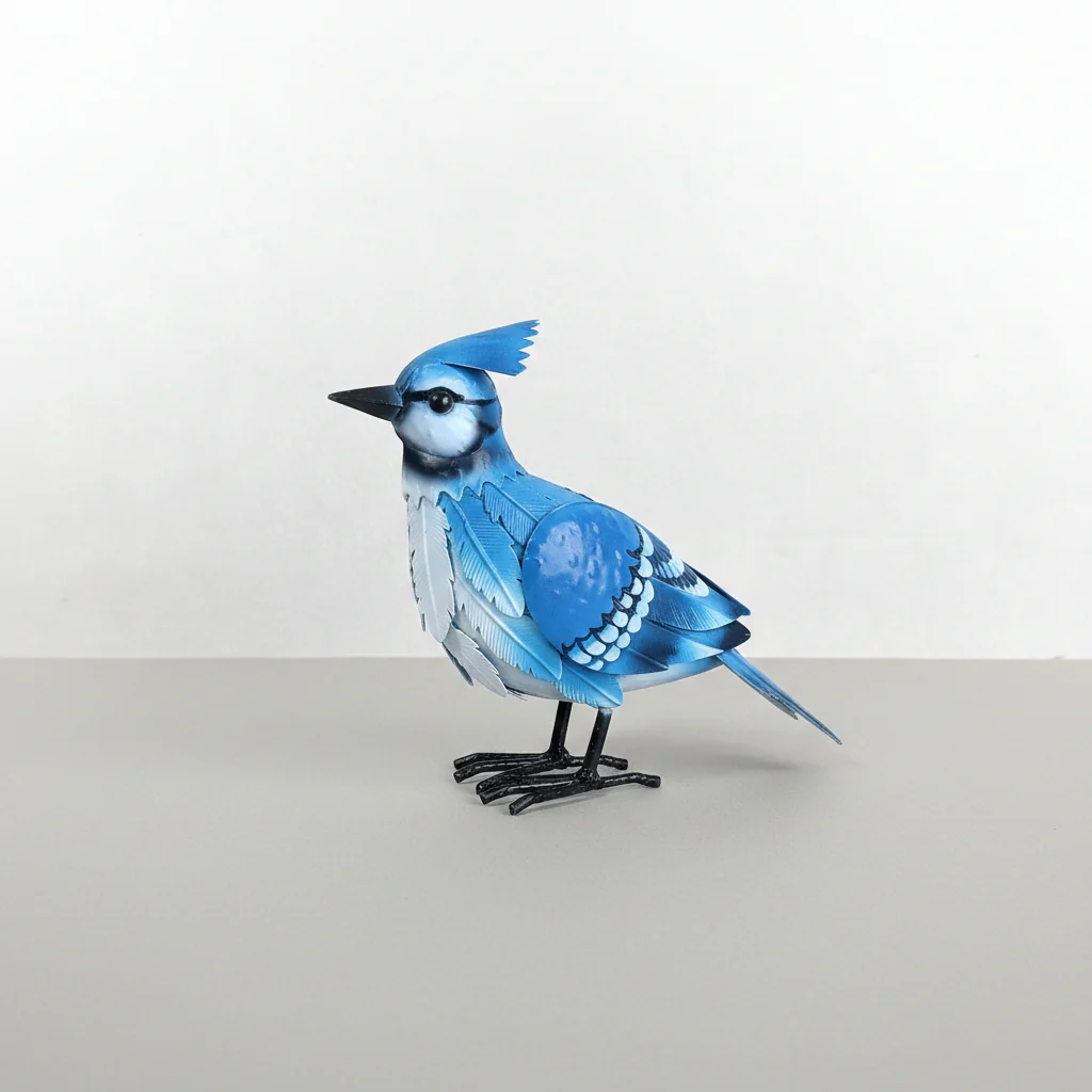 Metal Bird Garden Statues – Red Cardinal & Blue Jay Outdoor Yard Art Decor Figurines - Image 4