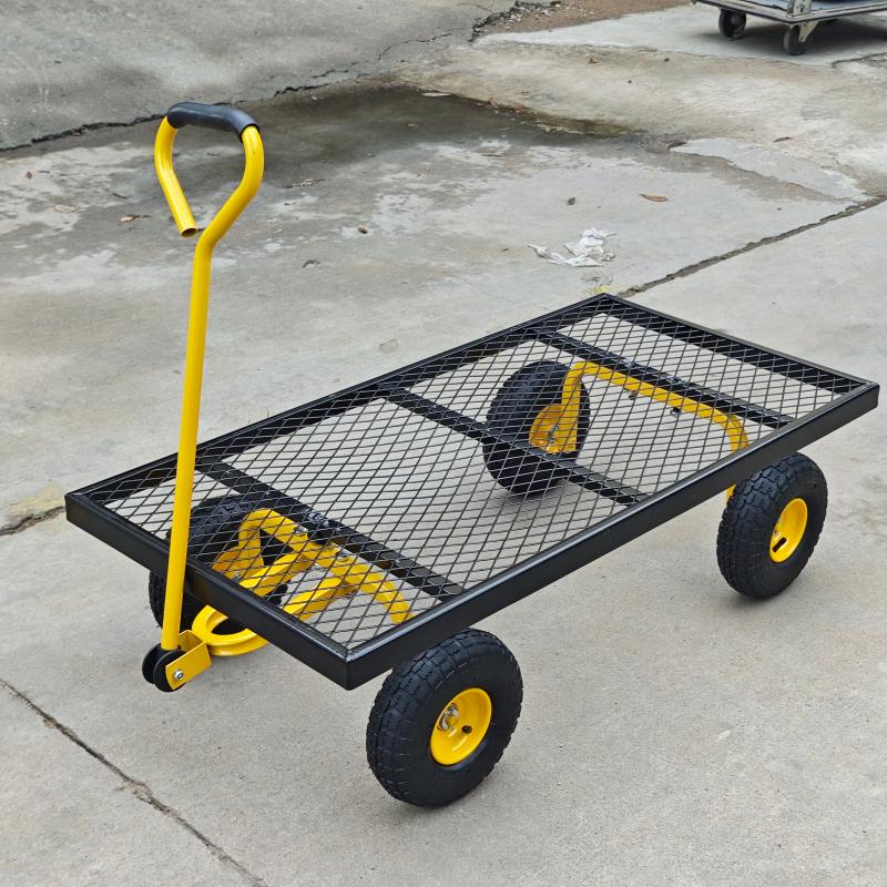 Metal Deck Wagon with Pneumatic 4-Wheel and 800 lb Load Capacity MDW4824