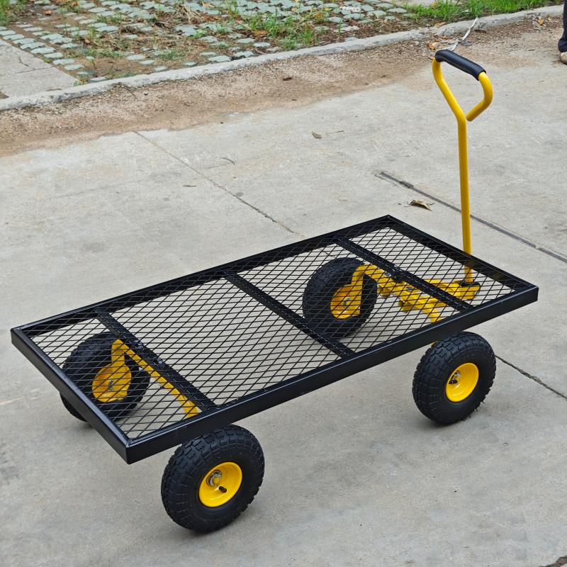 Metal Deck Wagon with Pneumatic 4-Wheel and 800 lb Load Capacity MDW4824 - Image 2