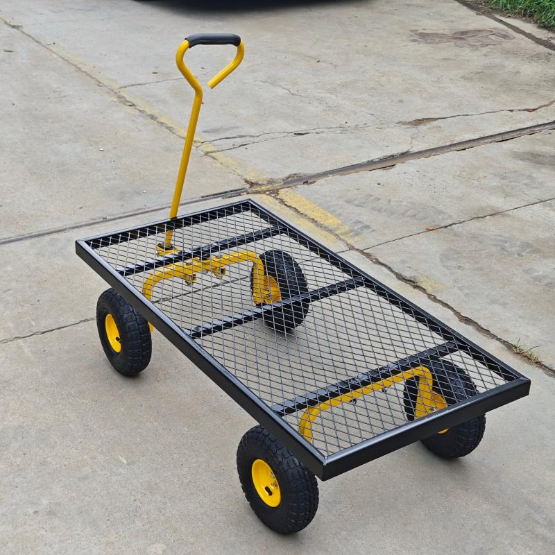 Metal Deck Wagon with Pneumatic 4-Wheel and 800 lb Load Capacity MDW4824 - Image 4