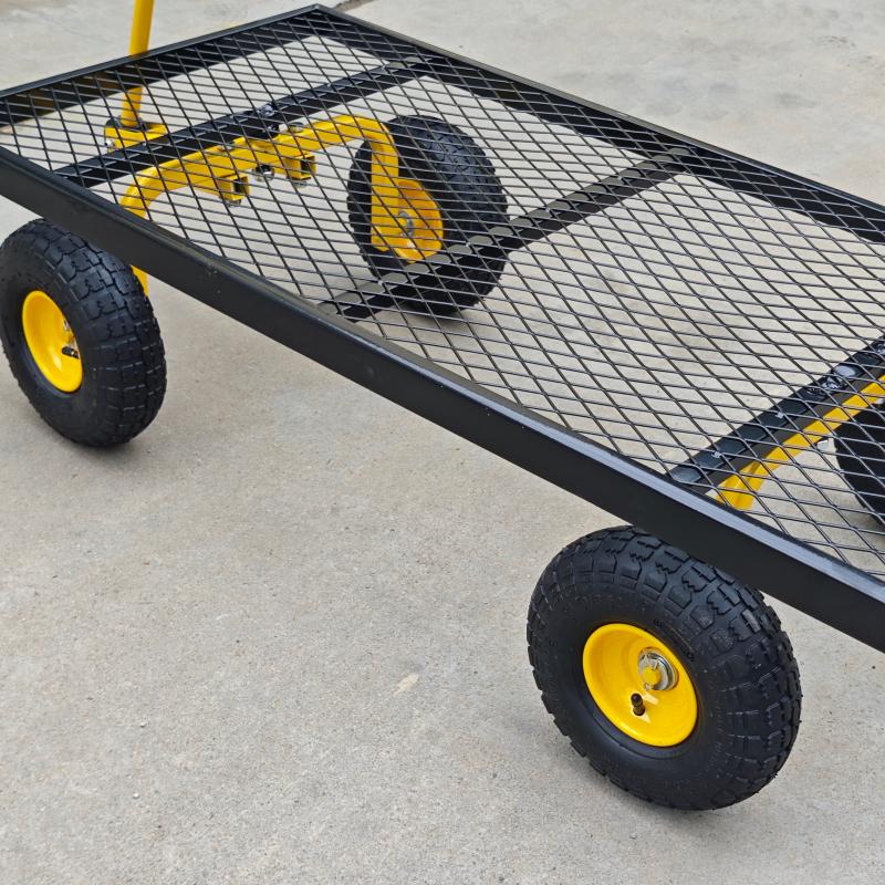 Metal Deck Wagon with Pneumatic 4-Wheel and 800 lb Load Capacity MDW4824 - Image 5