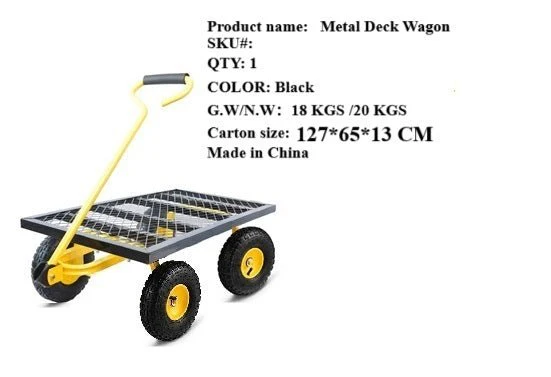 Metal Deck Wagon with Pneumatic 4-Wheel and 800 lb Load Capacity MDW4824 - Image 9