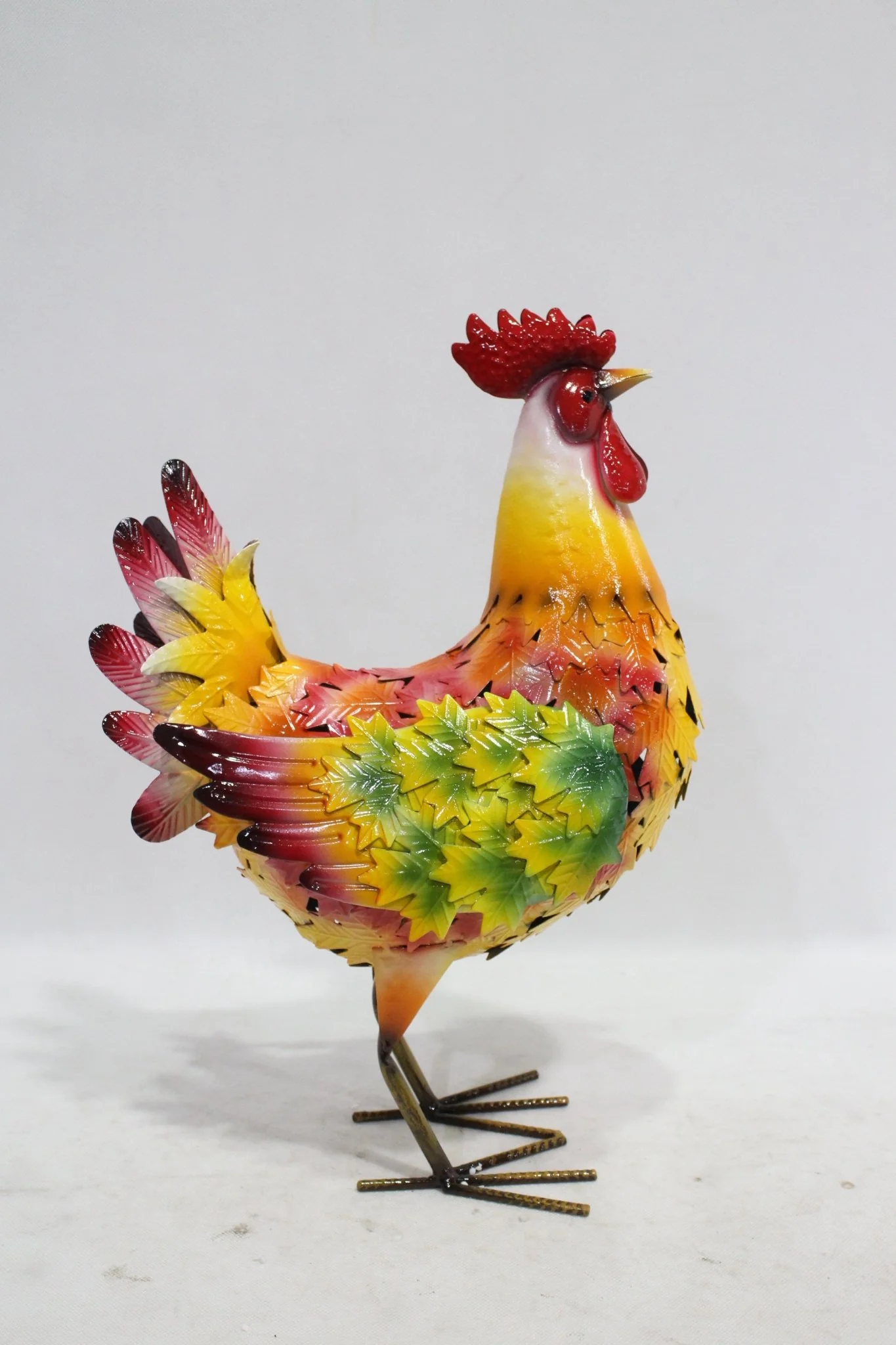 Metal Rooster & Goose Garden Decor – Hand-Painted Yard Sculptures
