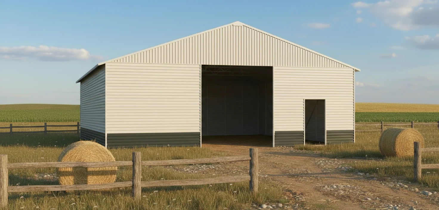 Metal Storage Building with Electric Roll-Up Door – 43x50, 43x66, 43x82 Sizes | Industrial Steel Garage