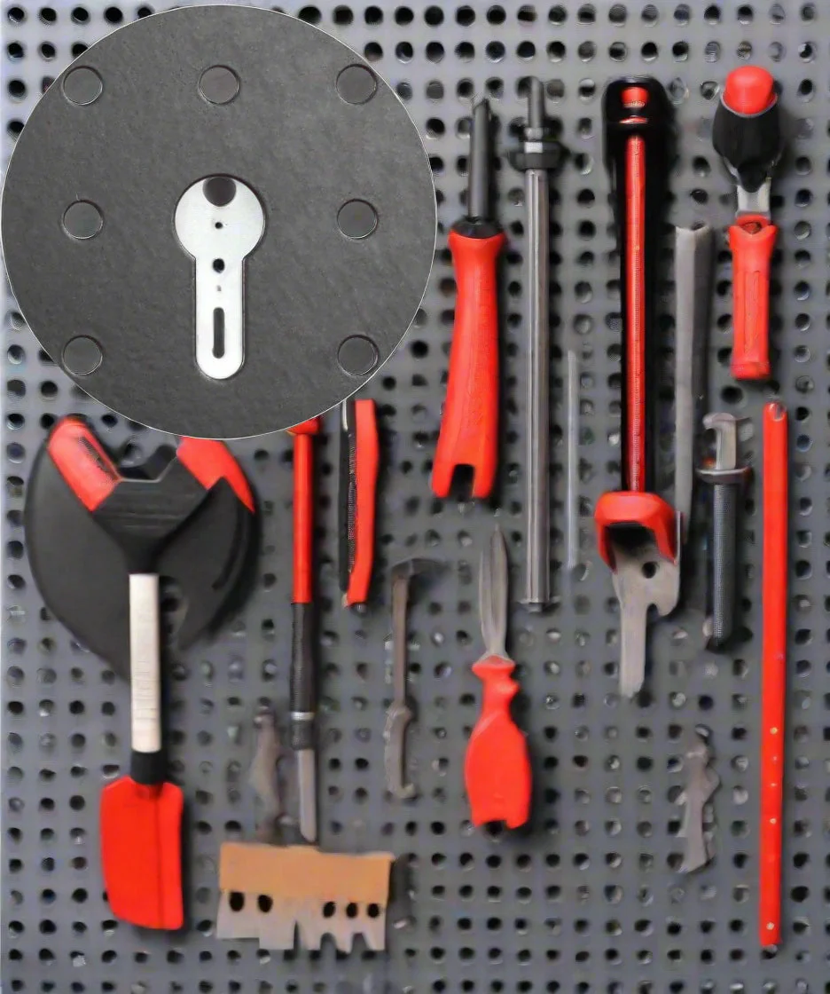 Wall Mounted Metal Pegboard Tool Organizer Steel Panel With 17 Hooks HT33231 - Image 2