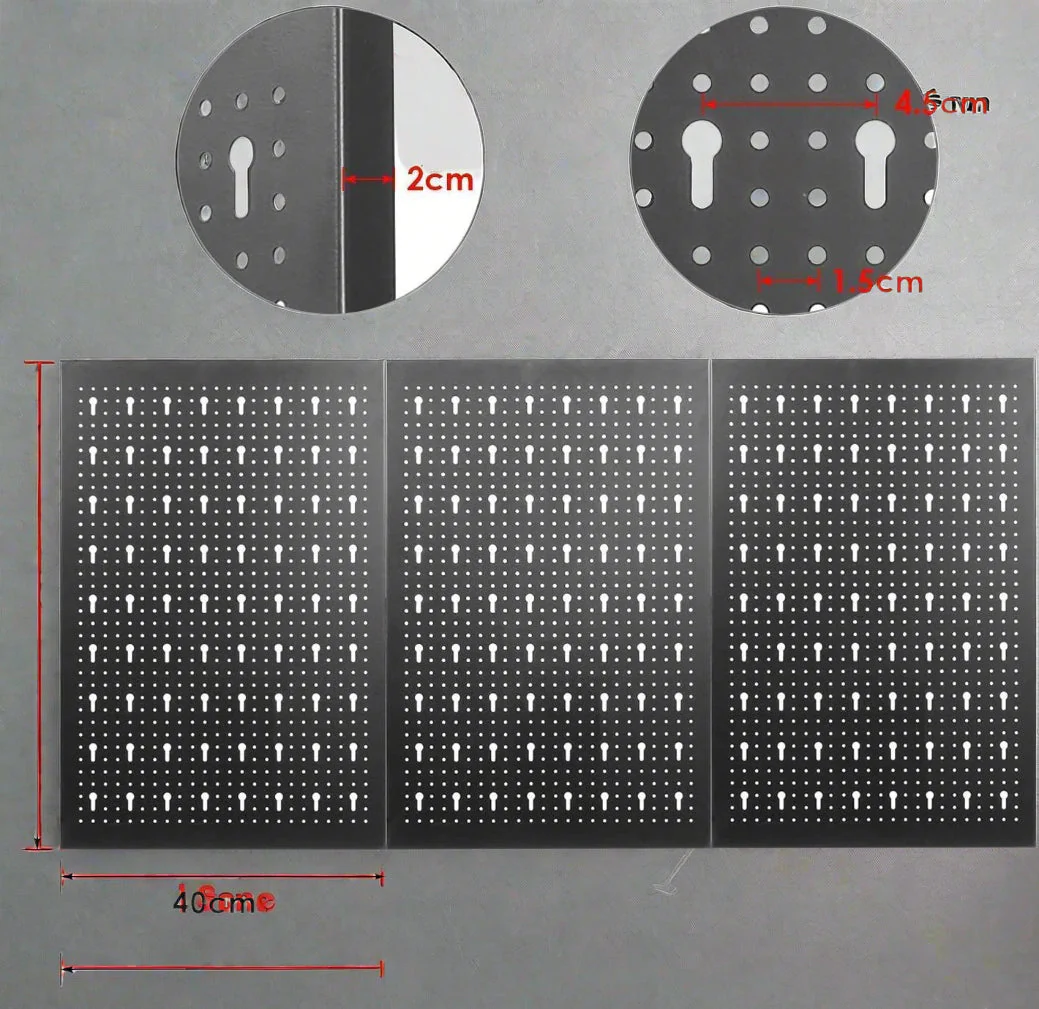 Wall Mounted Metal Pegboard Tool Organizer Steel Panel With 17 Hooks HT33231 - Image 5
