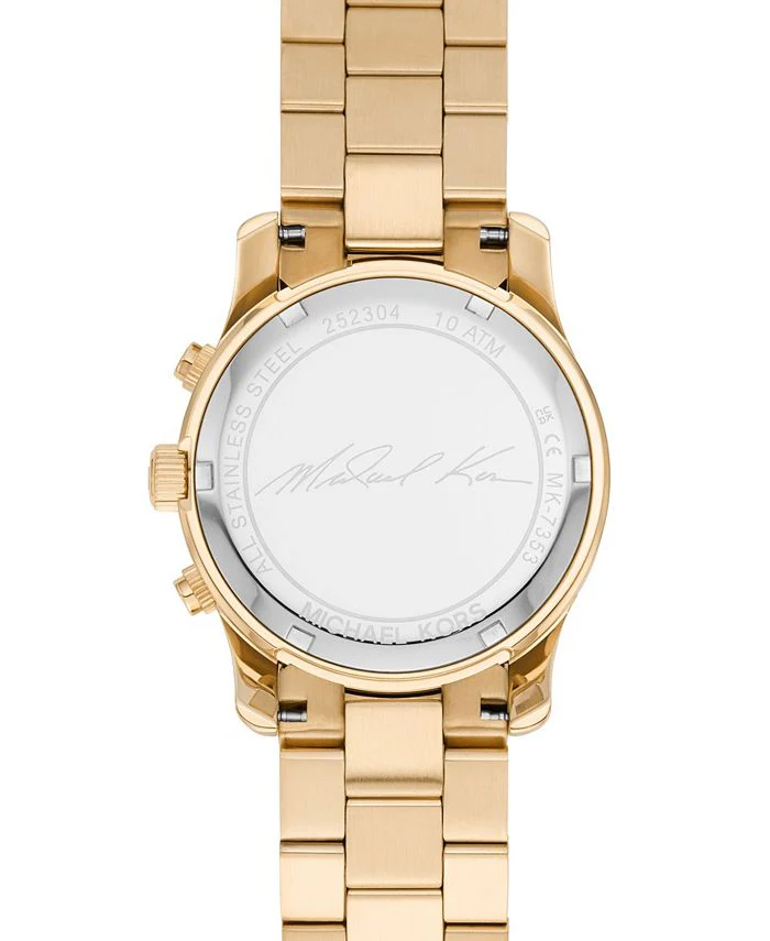 Michael Kors Women's Runway Quartz Chronograph Gold-Tone Stainless Steel Watch 38mm - Yellow - Image 4