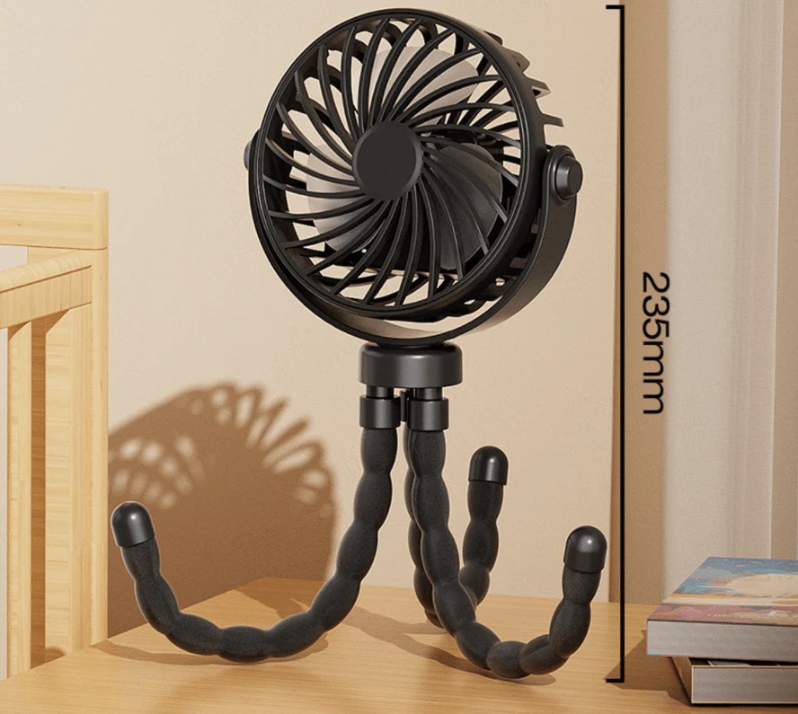 Mini Portable Stroller Fan 3 Speed USB Rechargeable Clip Fan with Night Light SF9545 - Image 2