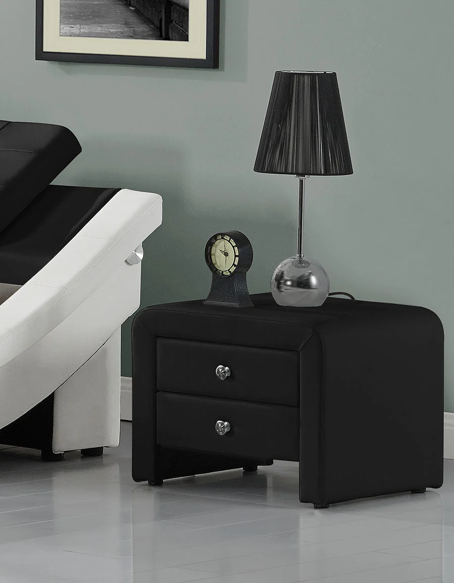 Modern 2-Drawer Upholstered Bedside Table Nightstand – Faux Leather Finish - Image 4