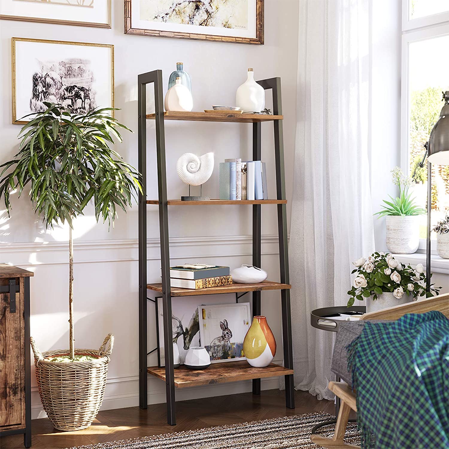 New Modern 4-Tier Ladder Bookshelf – Wood Display & Storage Rack for Home or Office – Model LS04 - Image 6