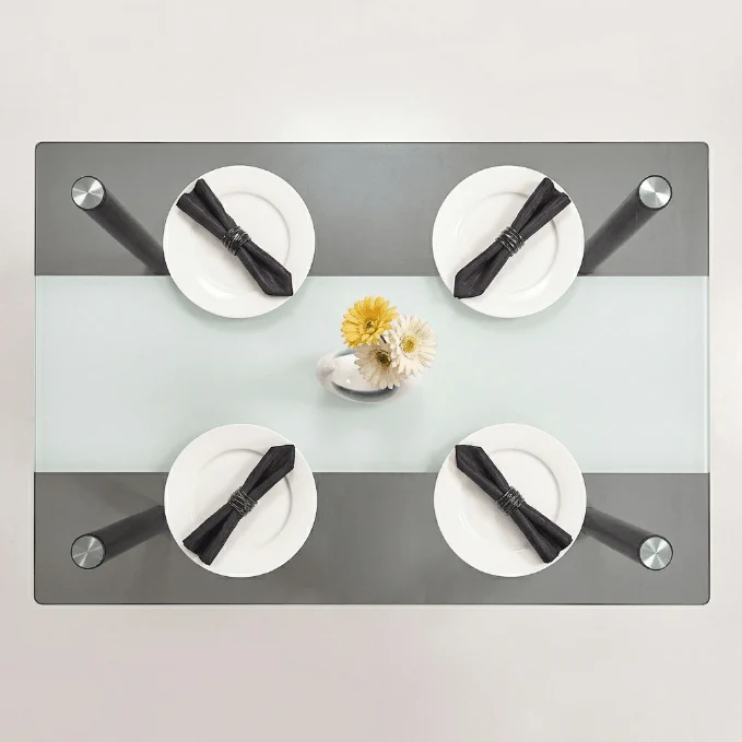 Modern Black & White Dining Collection – Tempered Glass Table with 6 PVC Leather Chairs - Image 4