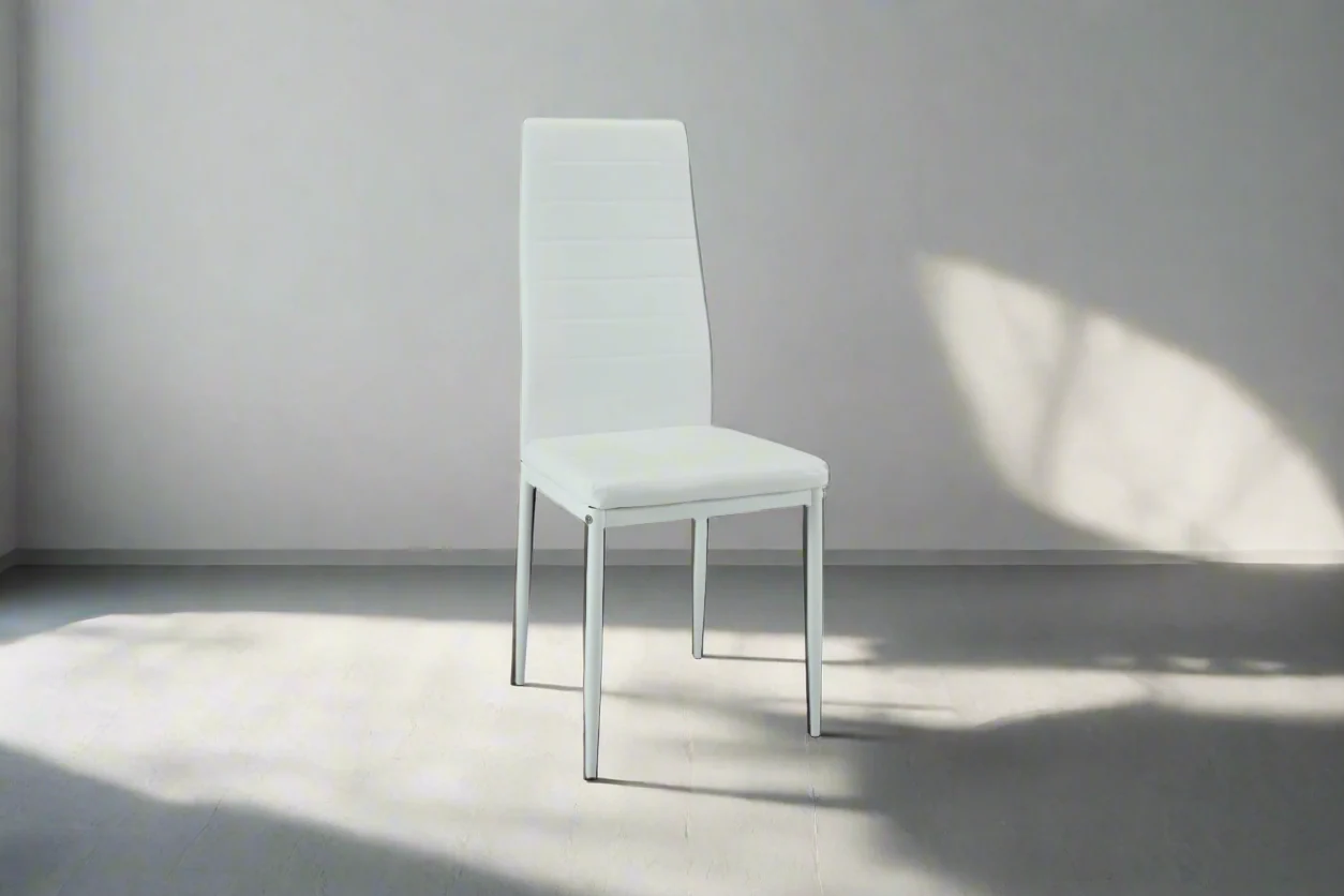 Modern Black & White Dining Collection – Tempered Glass Table with 6 PVC Leather Chairs - Image 5