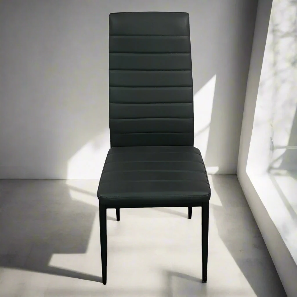 Modern Black & White Dining Collection – Tempered Glass Table with 6 PVC Leather Chairs - Image 9