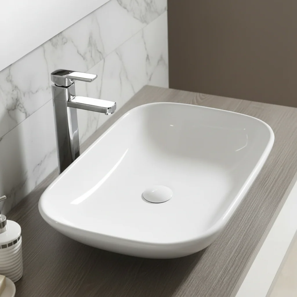 Modern Countertop Bathroom Sink Basin – Above Counter Vessel Vanity Bowl for Bathroom or Powder Room - Image 4