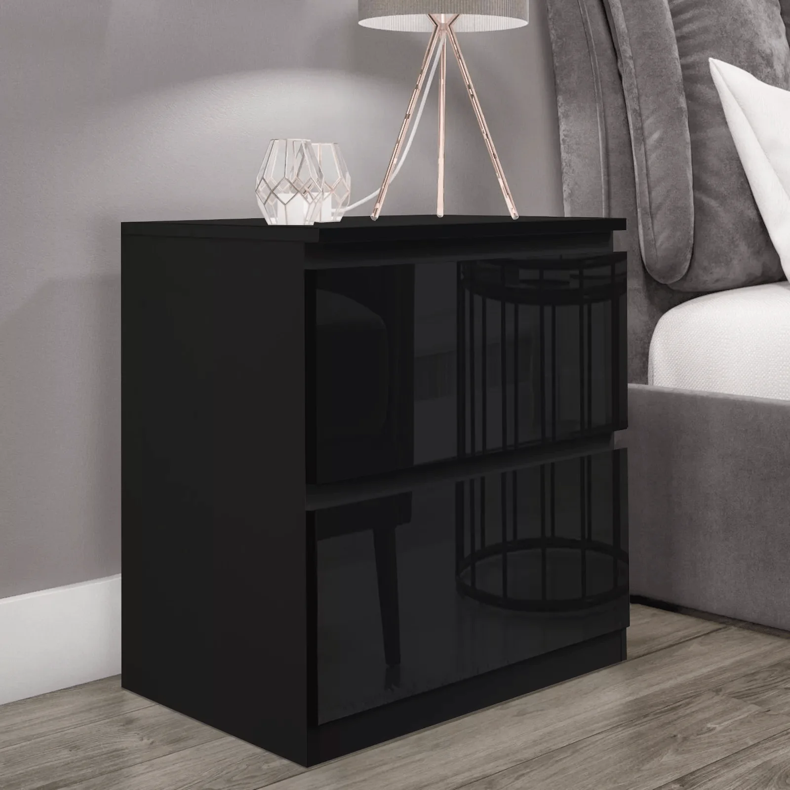 Modern High Gloss Bedroom Dresser – 2, 4, 5, 8 Drawer Storage Cabinet (White & Black) - Image 10
