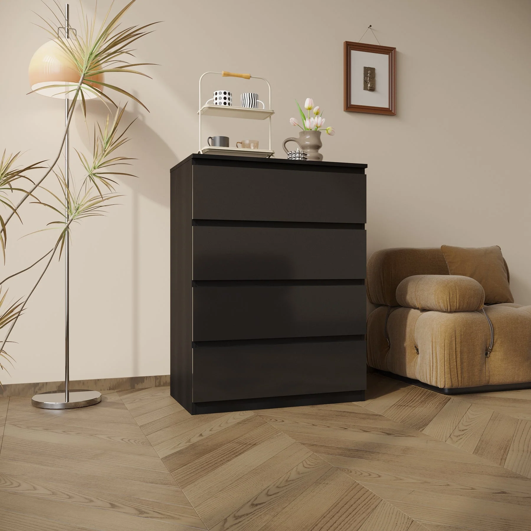 Modern High Gloss Bedroom Dresser – 2, 4, 5, 8 Drawer Storage Cabinet (White & Black) - Image 14