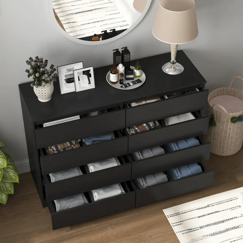 Modern High Gloss Bedroom Dresser – 2, 4, 5, 8 Drawer Storage Cabinet (White & Black) - Image 16