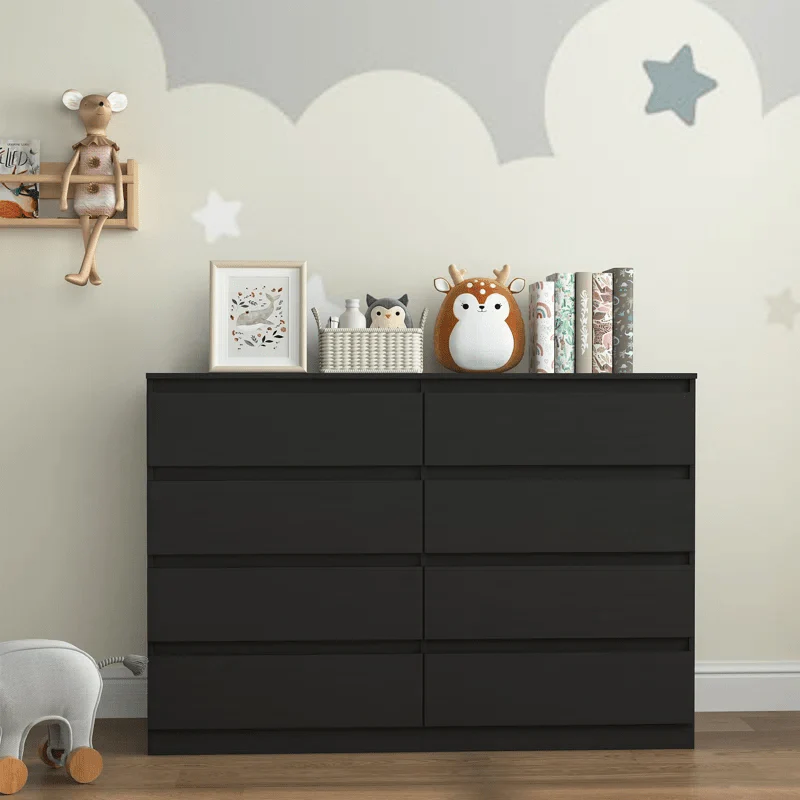Modern High Gloss Bedroom Dresser – 2, 4, 5, 8 Drawer Storage Cabinet (White & Black) - Image 17