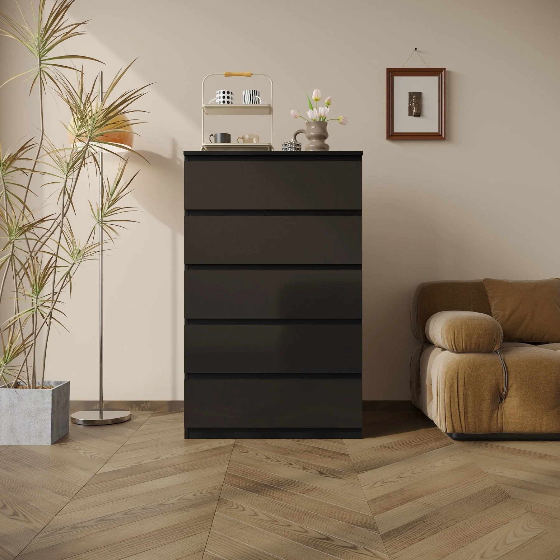 Modern High Gloss Bedroom Dresser – 2, 4, 5, 8 Drawer Storage Cabinet (White & Black) - Image 19