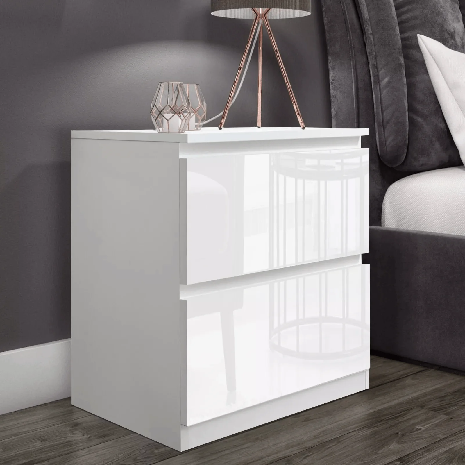Modern High Gloss Bedroom Dresser – 2, 4, 5, 8 Drawer Storage Cabinet (White & Black) - Image 2