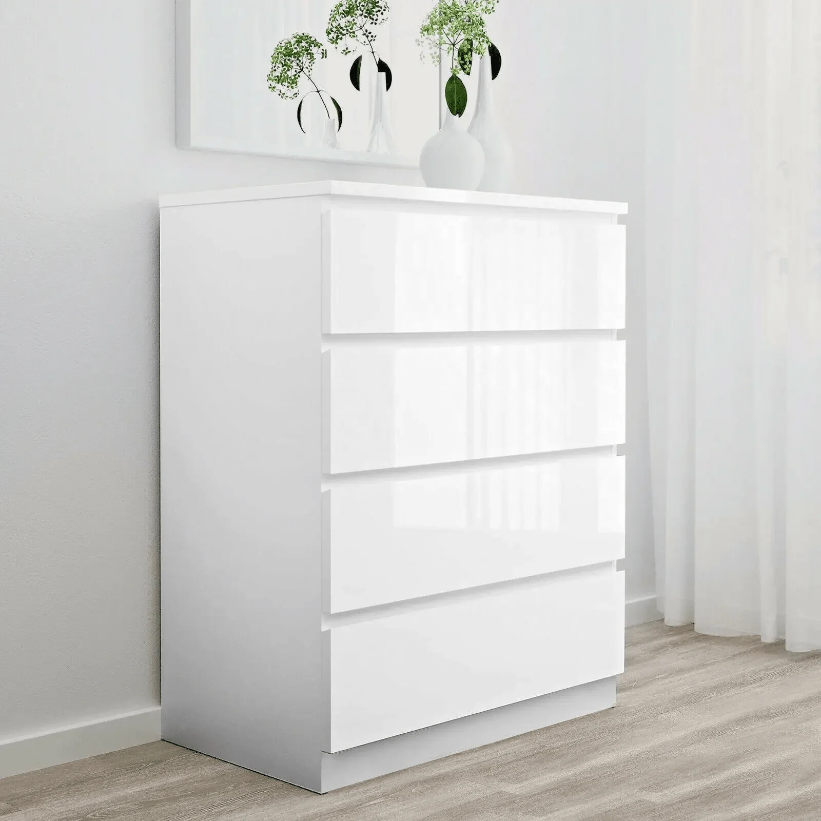 Modern High Gloss Bedroom Dresser – 2, 4, 5, 8 Drawer Storage Cabinet (White & Black) - Image 4