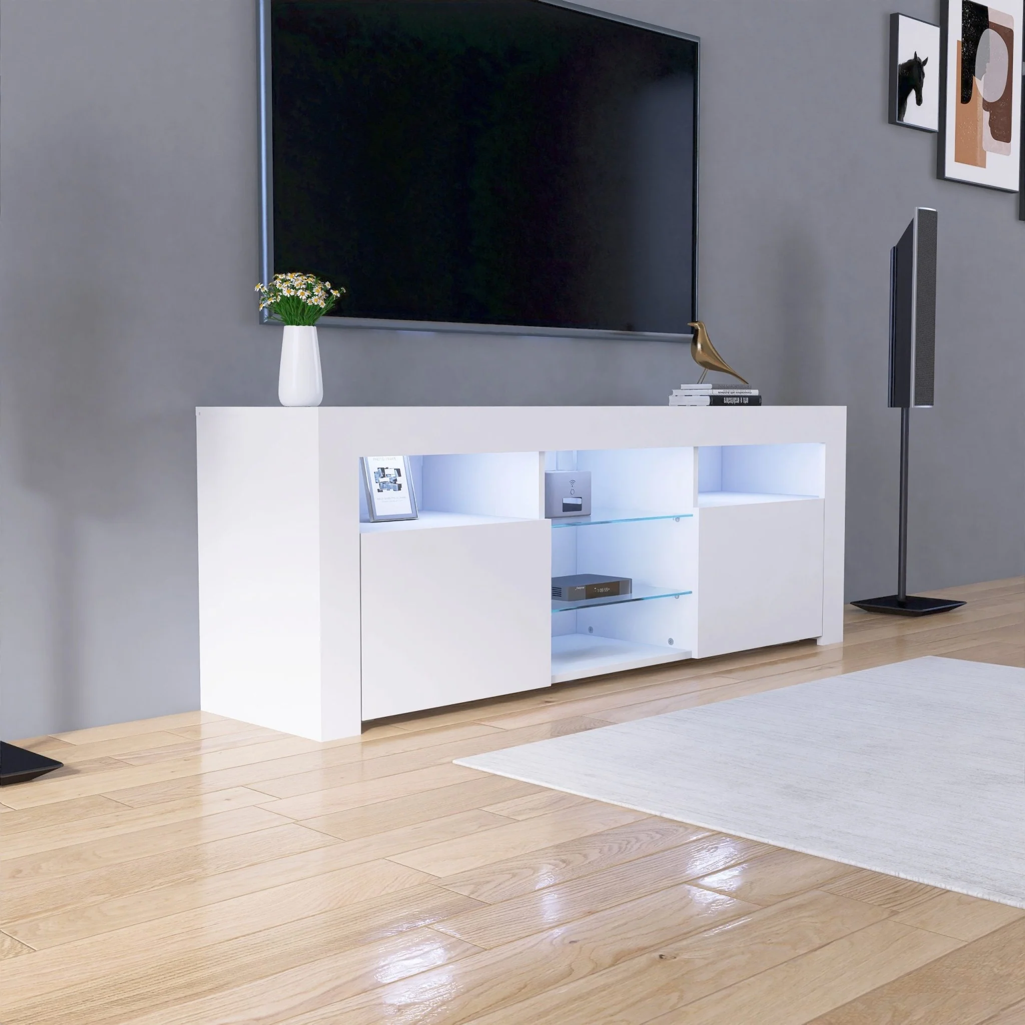 New Modern High Gloss LED TV Cabinet – Model 41553W - Image 3