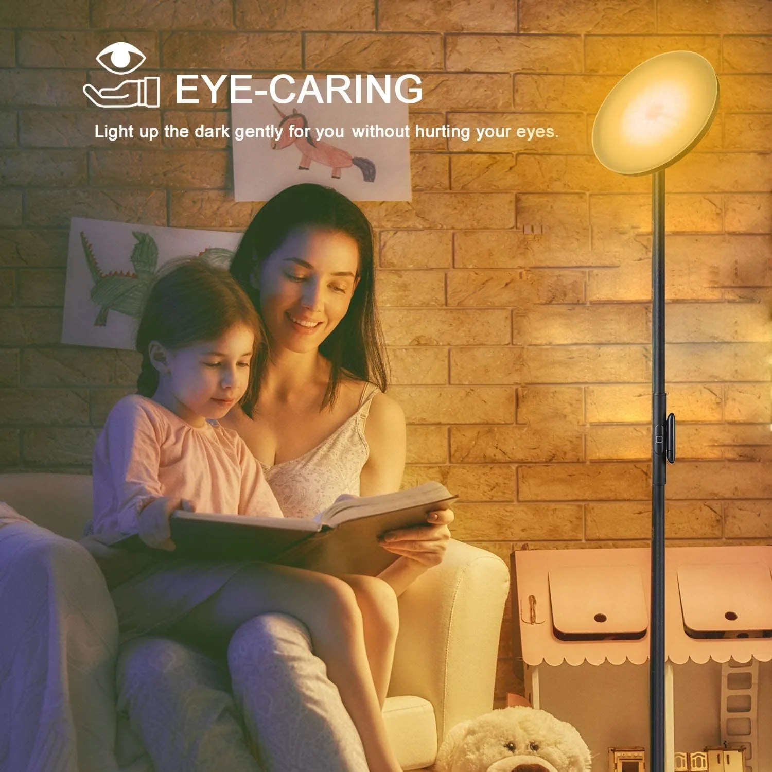 Modern 30W LED Floor Lamp with Remote Control – 2400LM, 3 Color Temps, Touch Dimming, Black - Image 5