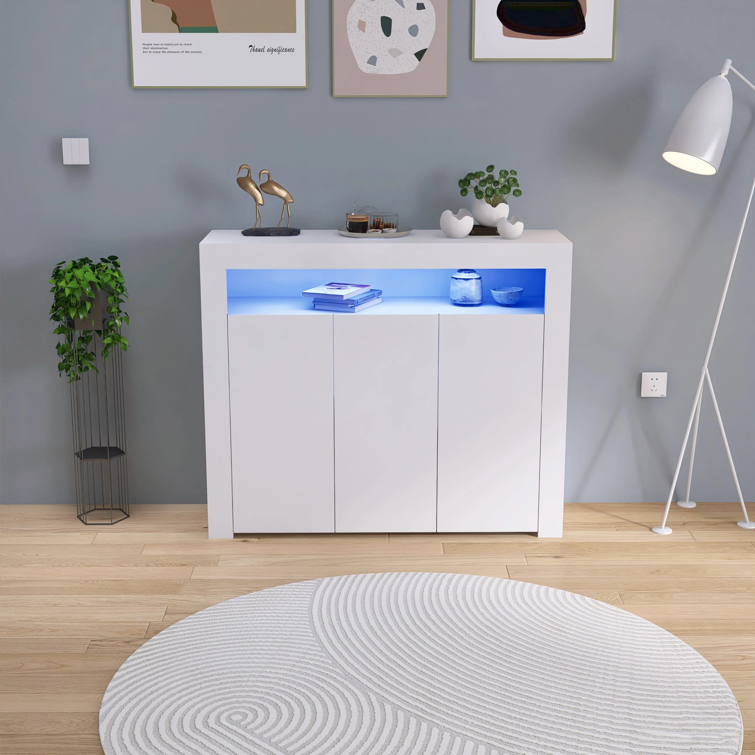 New Modern LED High Gloss Storage Cabinet – Kitchen Cupboard | TV Stand | Buffet Sideboard - Image 4