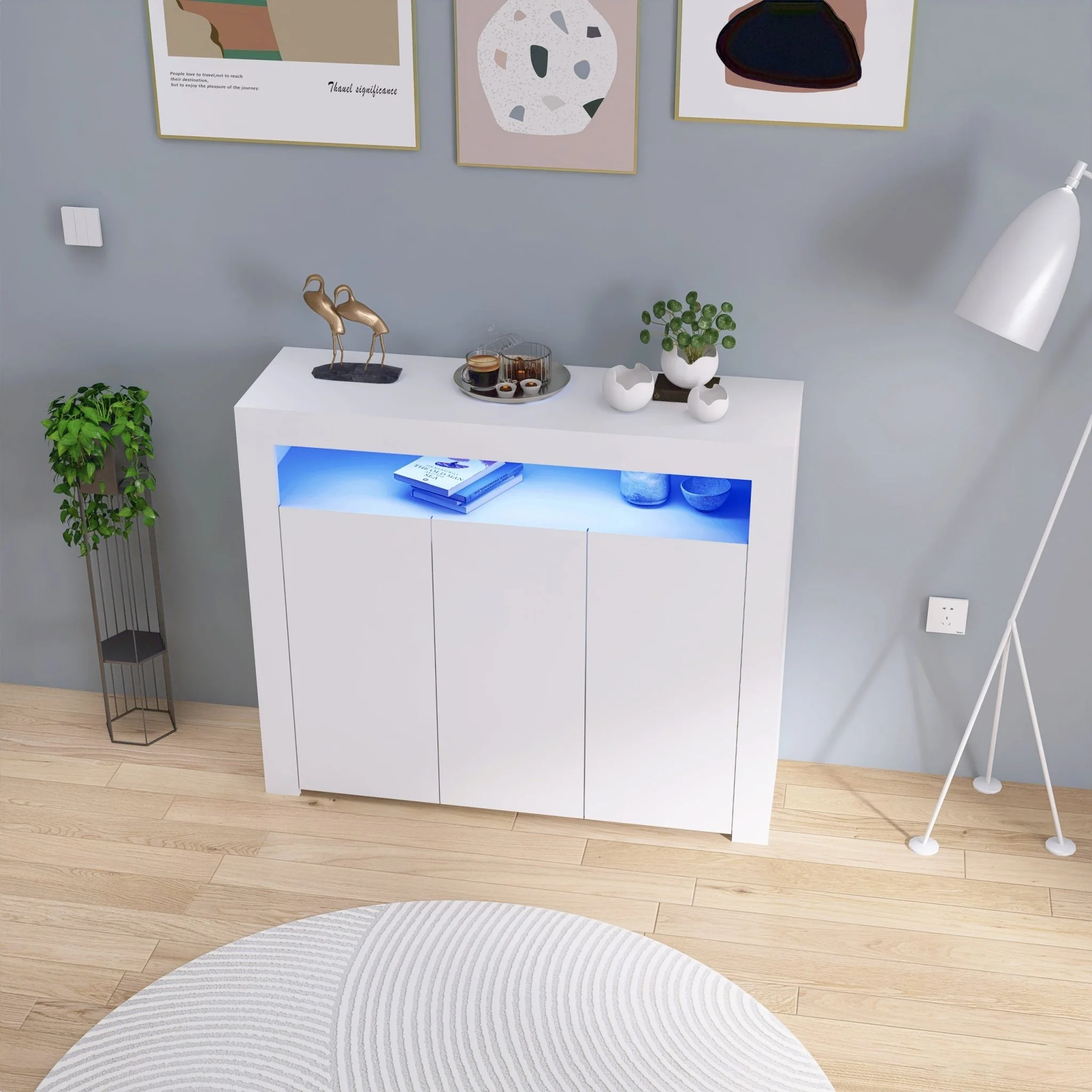 New Modern LED High Gloss Storage Cabinet – Kitchen Cupboard | TV Stand | Buffet Sideboard - Image 5