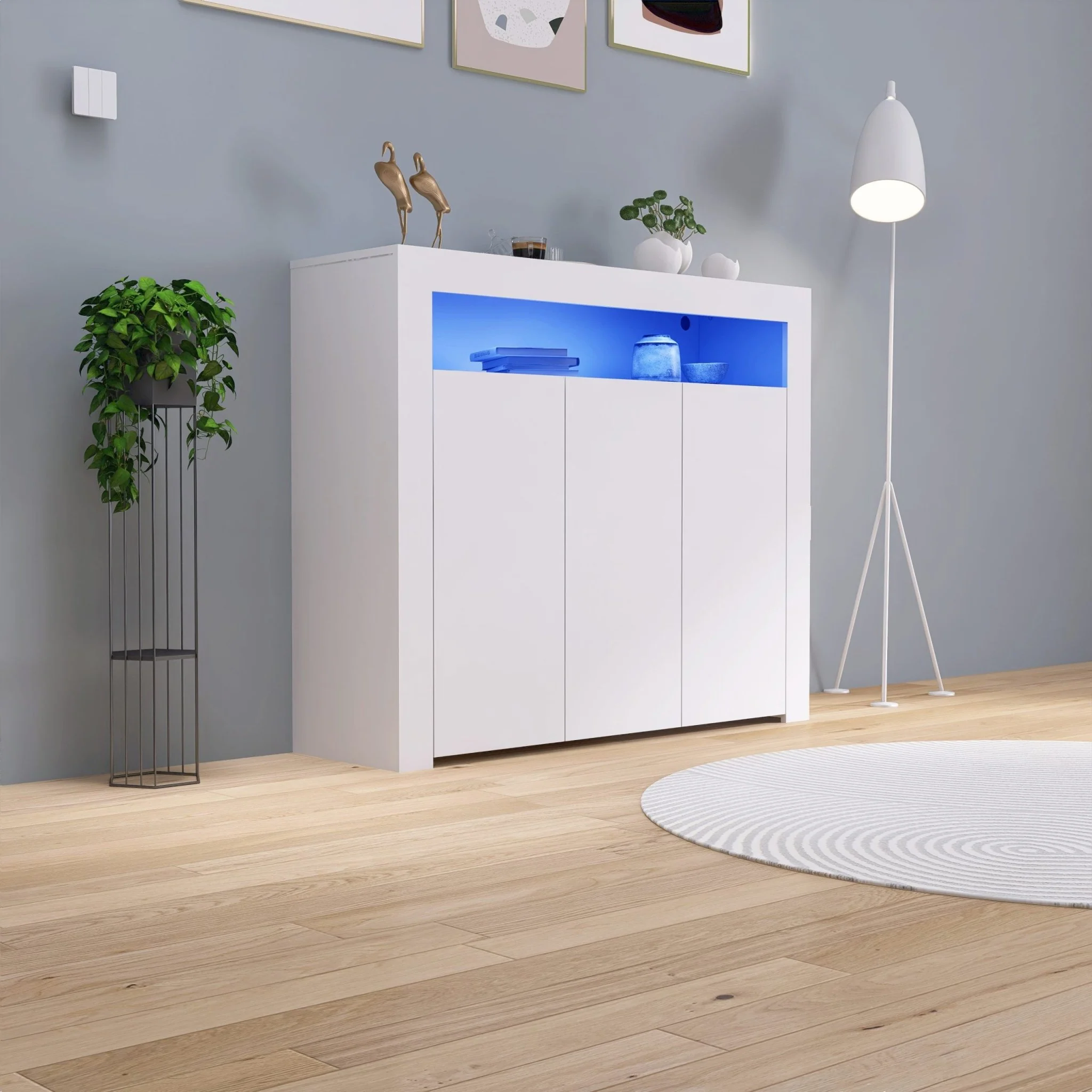 New Modern LED High Gloss Storage Cabinet – Kitchen Cupboard | TV Stand | Buffet Sideboard - Image 6