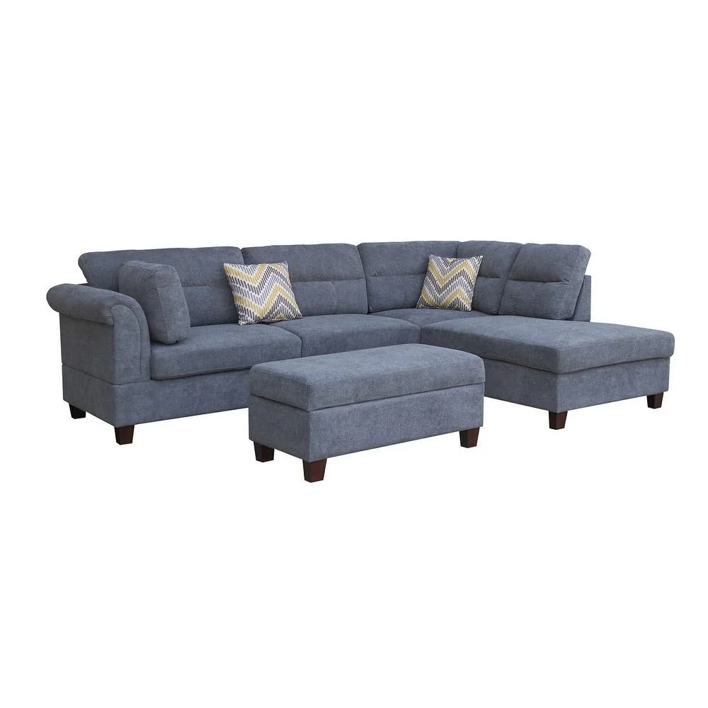 Modern Light Gray Sofa Set with Pillows & Ottoman – Left or Right Facing BT1926LG - Image 3