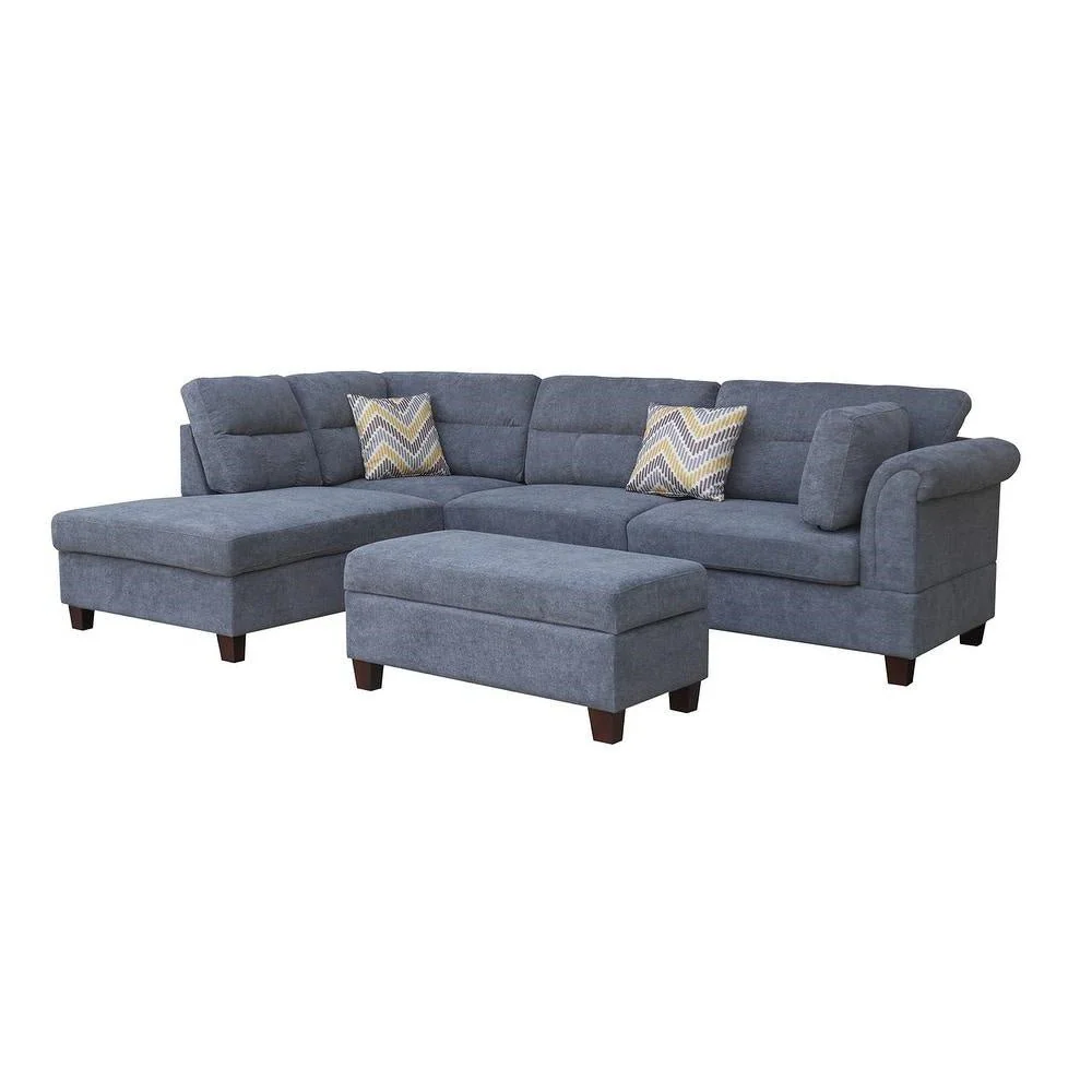 Modern Light Gray Sofa Set with Pillows & Ottoman – Left or Right Facing BT1926LG - Image 5