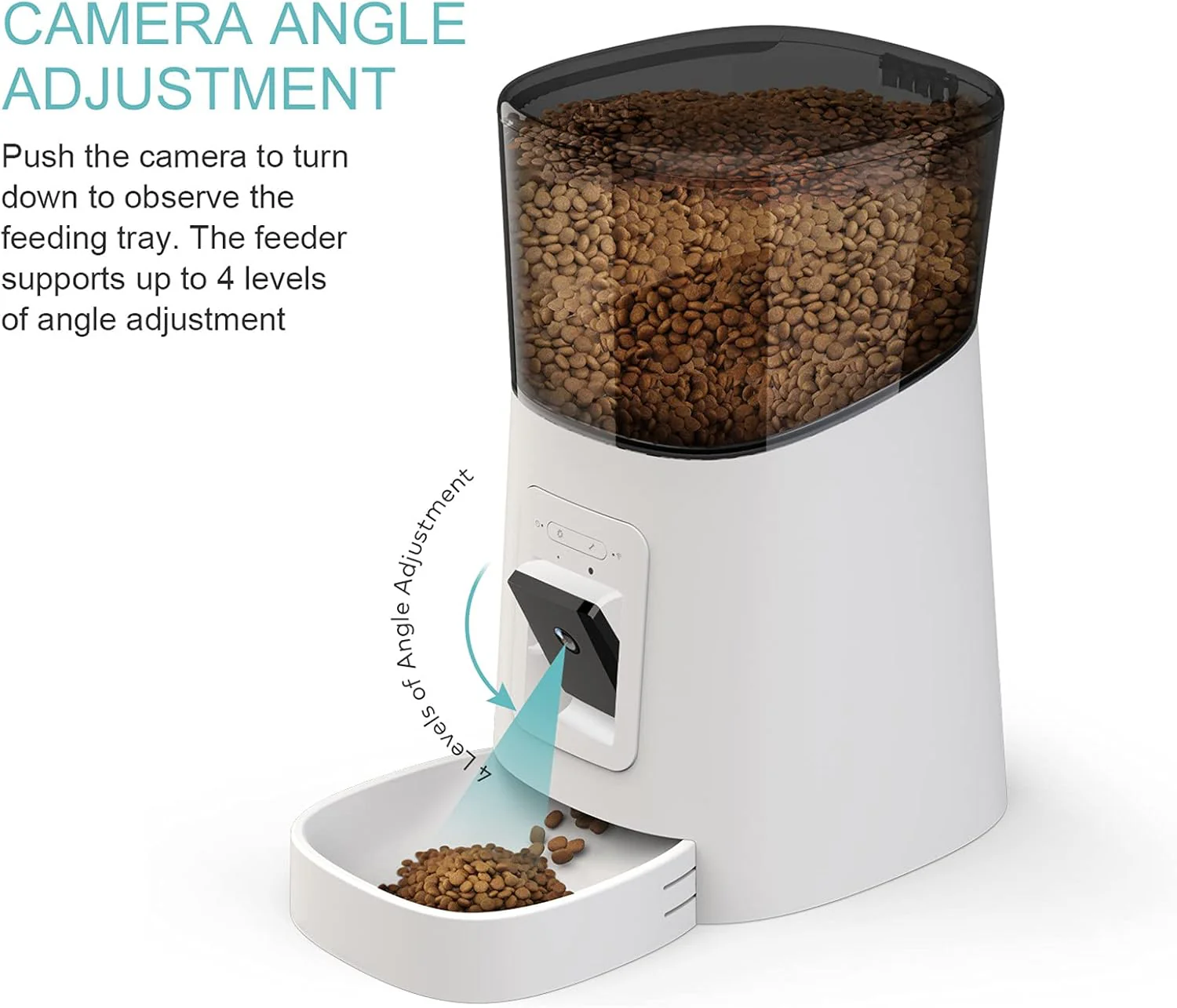 MYPIN Automatic Pet Feeder with HD Camera 6L WiFi Smart Food Dispenser for Cats and Dogs White - Image 2