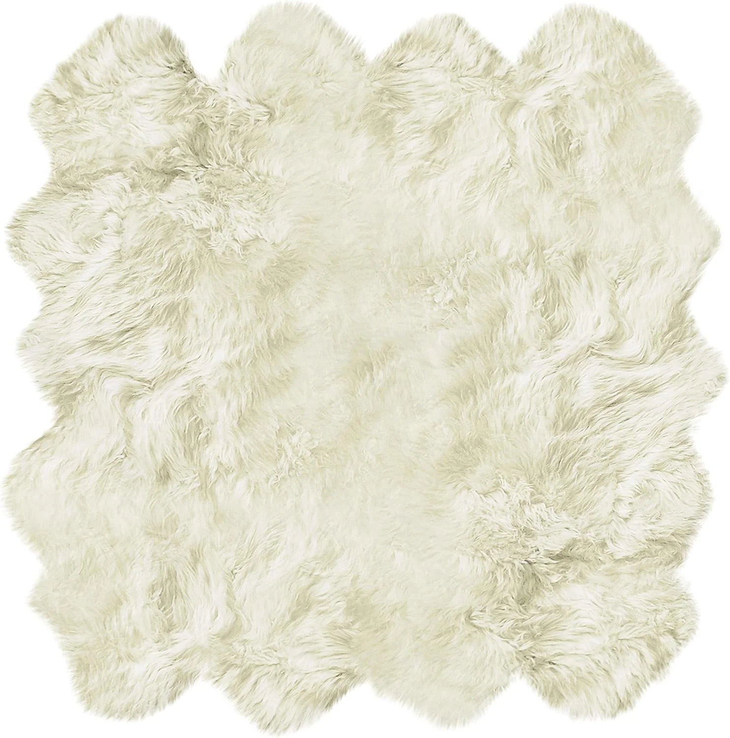 Natural Sheepskin Rug with Thick and Lush 2.5 Inch Pile | Hypoallergenic Sheep Fur Rug with Anti-Skid Back l Sheepskin Wool Area Rugs, Natural, 7 ft x 6 ft
