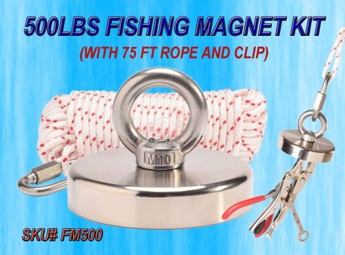 500 LBS Neodymium Fishing Magnet Kit – Heavy-Duty Recovery Tool | SKU: FM500