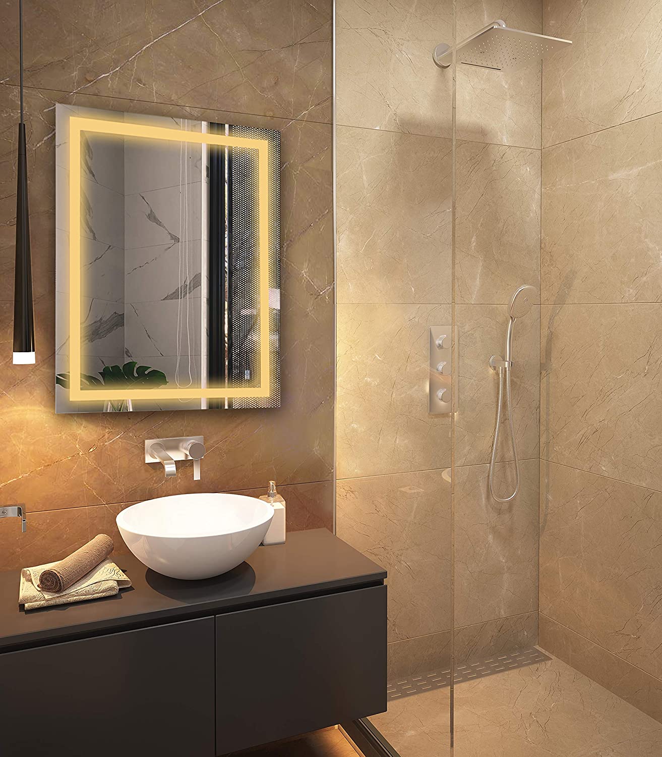 New 30 x 36 Inch LED Lighted Vanity Mirror with Anti-Fog – Wall-Mounted Bathroom Makeup Mirror 115203 - Image 3
