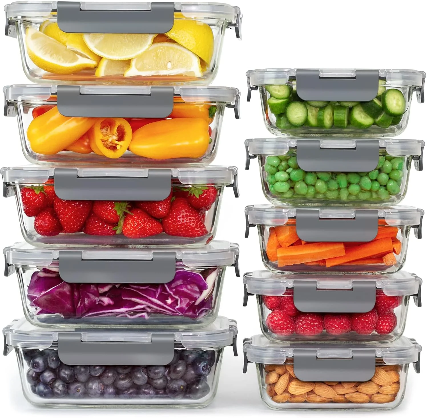 New 10 PCS Glass Food Storage Container Set – Airtight, Microwave & Dishwasher Safe 826754