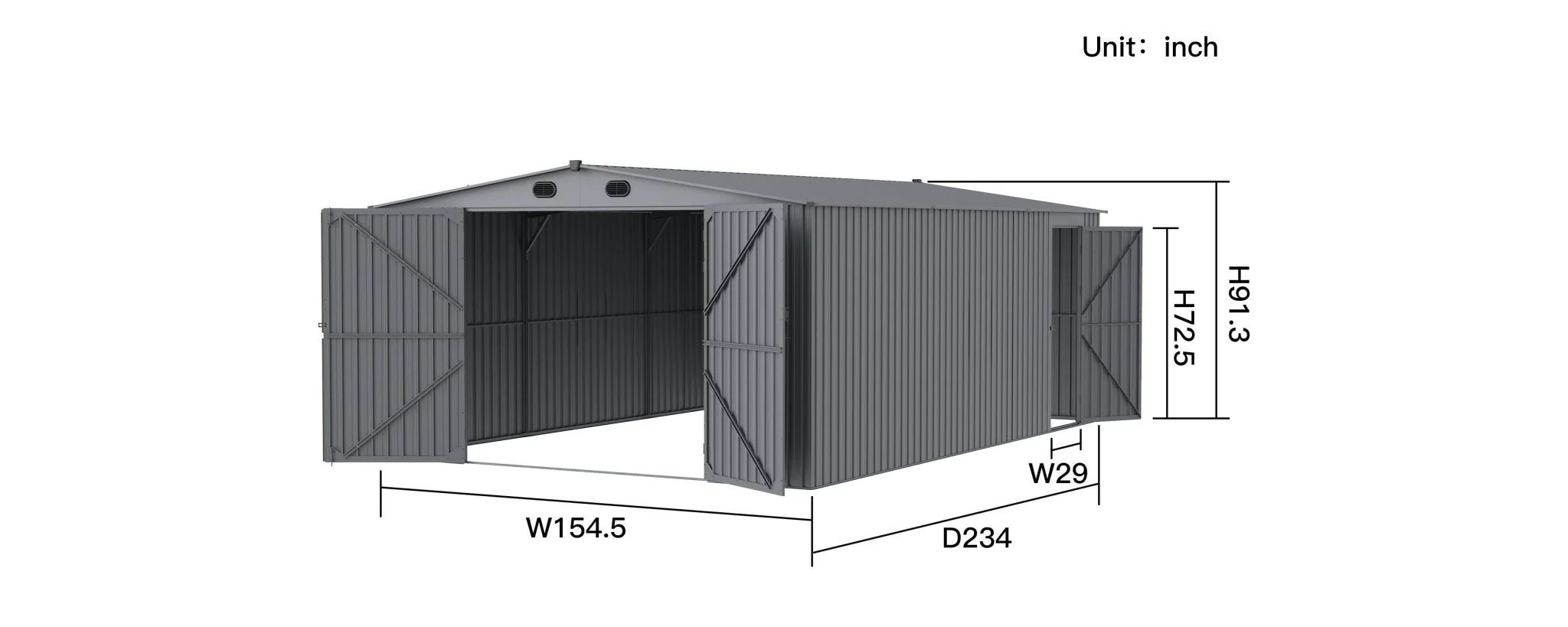 New 10x20 & 13x20 FT Metal Storage Garage Sheds – Reinforced Steel Frame - Image 2