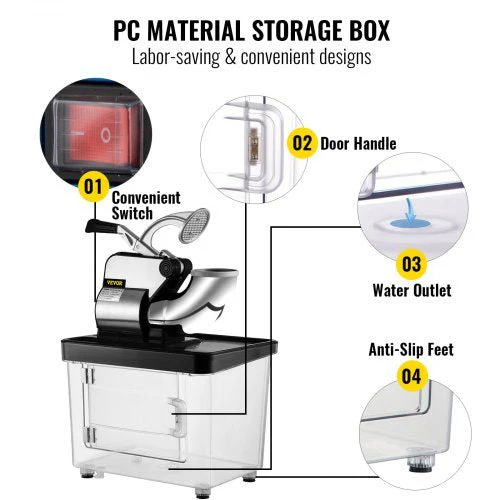 New 110V Commercial Ice Crusher & Shaved Ice Machine – Heavy-Duty Ice Shaver for Restaurants & Events S1185 - Image 4