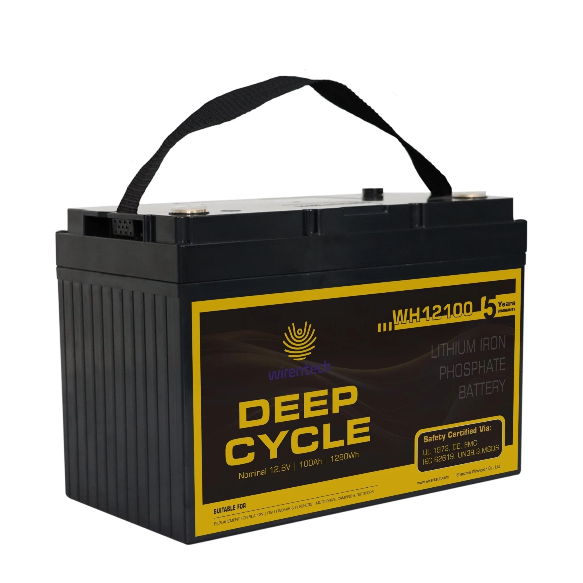 New 12.8V 100Ah LiFePO4 Rechargeable Lithium Battery – Lightweight & Long Life – SKU 815504