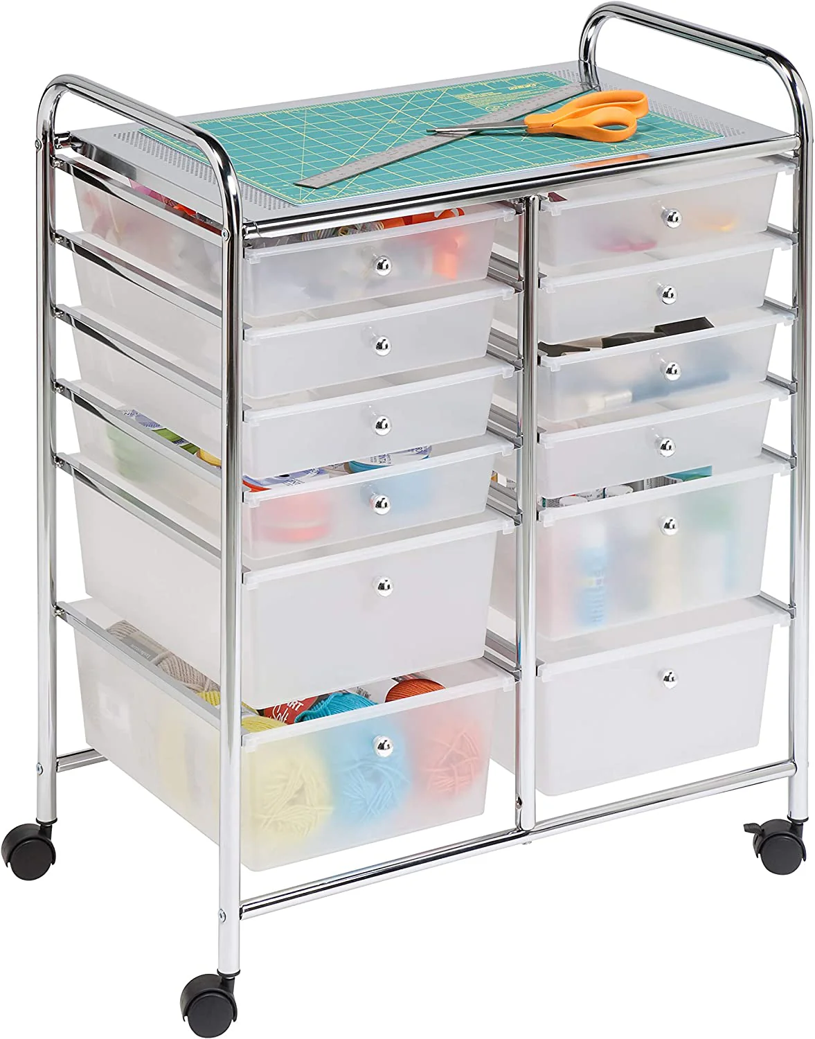 New 12-Drawer Rolling Plastic Storage Cart – Mobile Organizer with Durable Drawers for Home & Office S3109 - Image 6