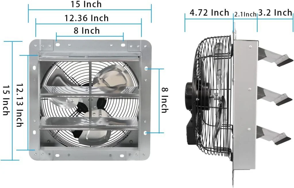 New 12" Exhaust Wall Fan 1800 CFM – Greenhouse, Barn, Garage Ventilation Fan S1205 - Image 4