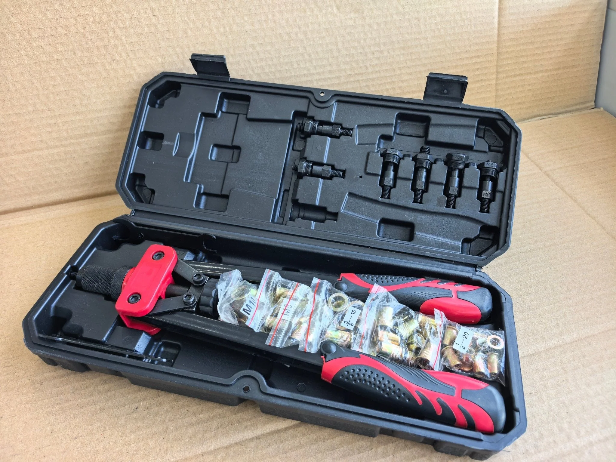 New 14-Inch Rivet Nut Tool Kit with 7 Mandrels & 70 Rivet Nuts – SAE & Metric Sizes with Carry Case – 929RN - Image 11