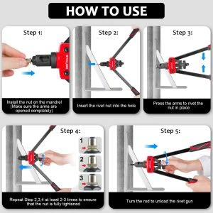 New 14-Inch Rivet Nut Tool Kit with 7 Mandrels & 70 Rivet Nuts – SAE & Metric Sizes with Carry Case – 929RN - Image 8