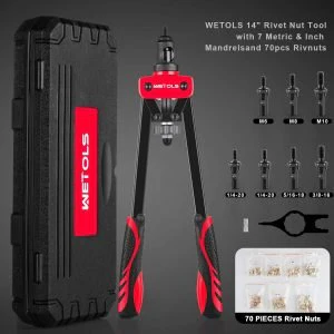 New 14-Inch Rivet Nut Tool Kit with 7 Mandrels & 70 Rivet Nuts – SAE & Metric Sizes with Carry Case – 929RN - Image 9