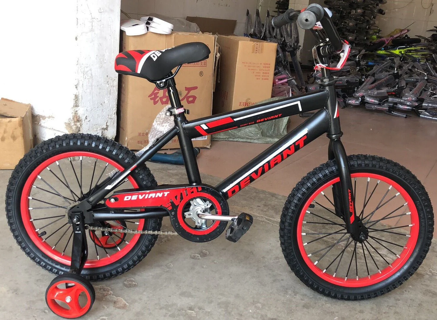 New 16-Inch Deviant Kids Bike – Black & Red Boys' Bicycle with Training Wheels NS37 - Image 2