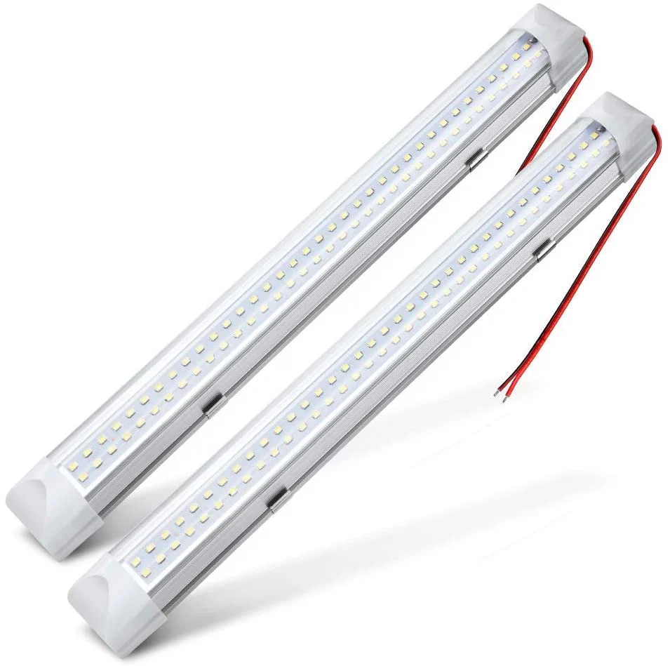 New (2) 13.5-Inch 72 LED 12V Interior Trailer RV Light with Switch – Model 52813