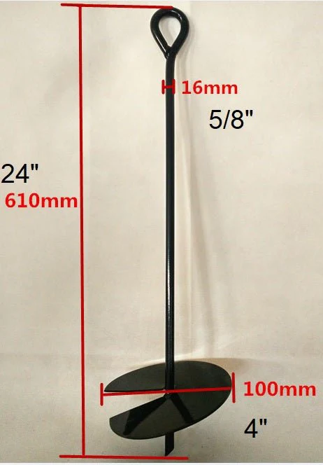 New 2 Ft Earth Ground Anchor – Bin & Post Tie-Down – Heavy Duty Black Steel – SKU 2FTEA